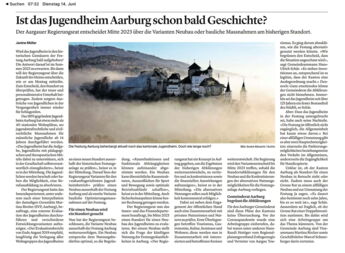 Zofinger Tagblatt_Ist das Jugendheim Aarburg schon bald Geschichte?