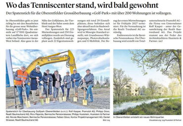 Aargauer Zeitung_Wo das Tenniscenter stand, wird bald gewohnt